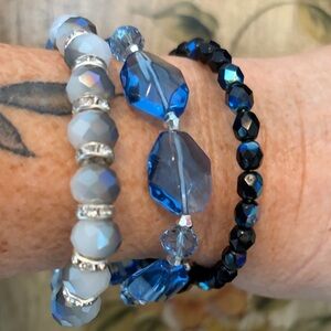 SALE Bracelet Bundle Blowout  Blue and Silver Beaded Bracelet Set  3